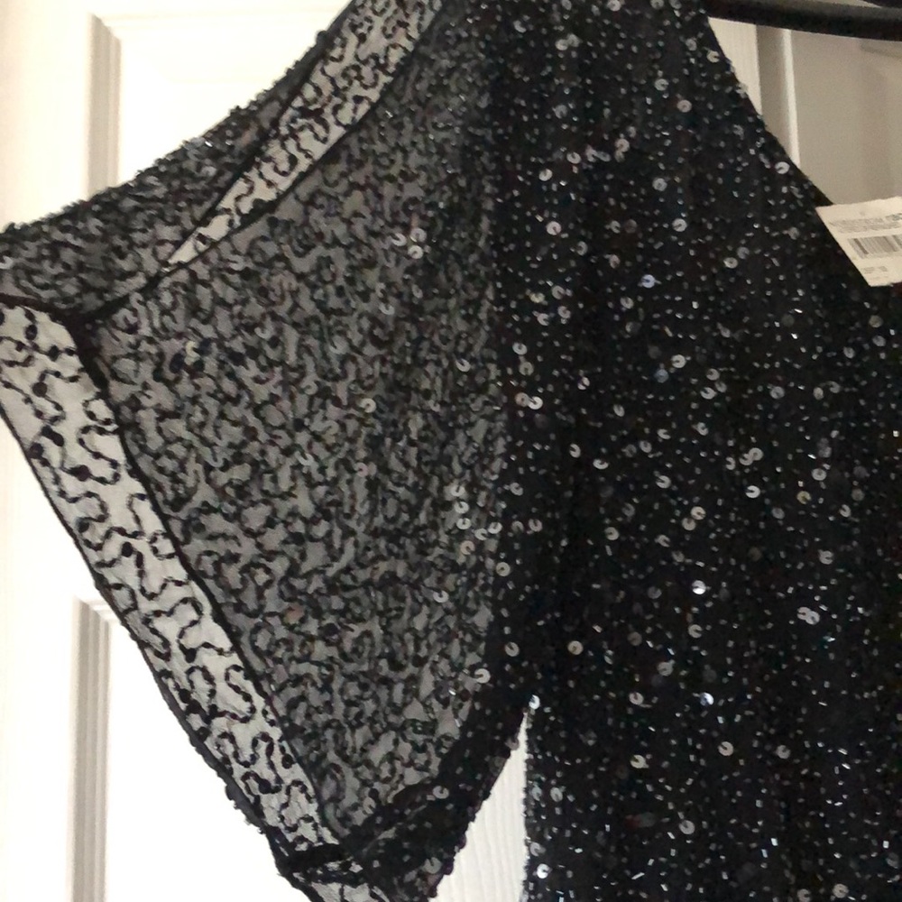 Pisarro Nights black silk Sequins Dress SZ 2 Beautiful dress with tags. - Picture 3 of 8
